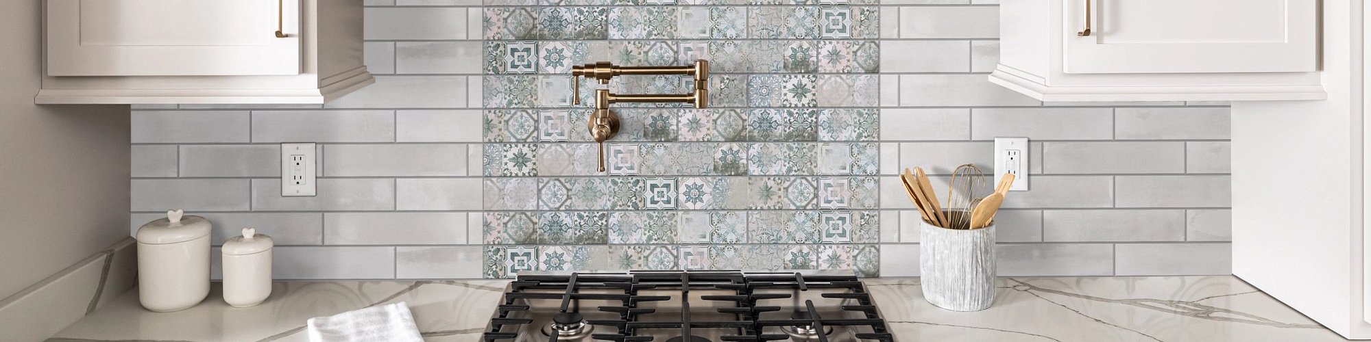 kitchen with quartz countertop and patterned backsplash